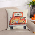 Poly-Cotton Pillow Cases Printed Cartoon Pumpkin Throw Pillow Cover Square Thanksgiving Decorative Pillow Cushion Cover